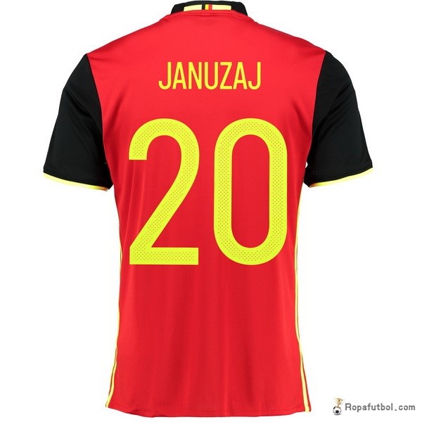 Camiseta Belgica Replica Primera Ropa Januzaj 2016 Rojo Negro